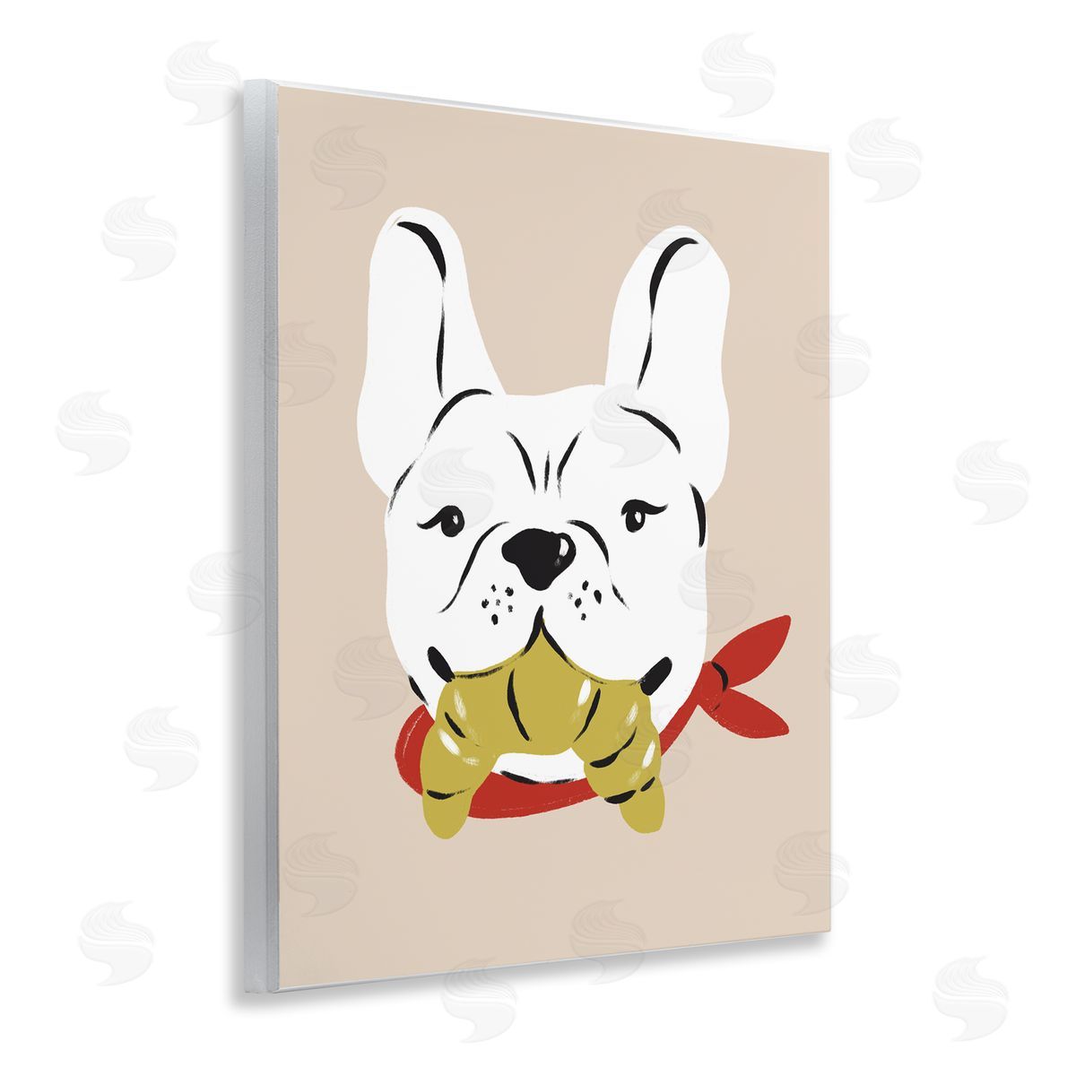 Krissy Mast Frenchie Dog with Croissant Canvas Wall Art Print