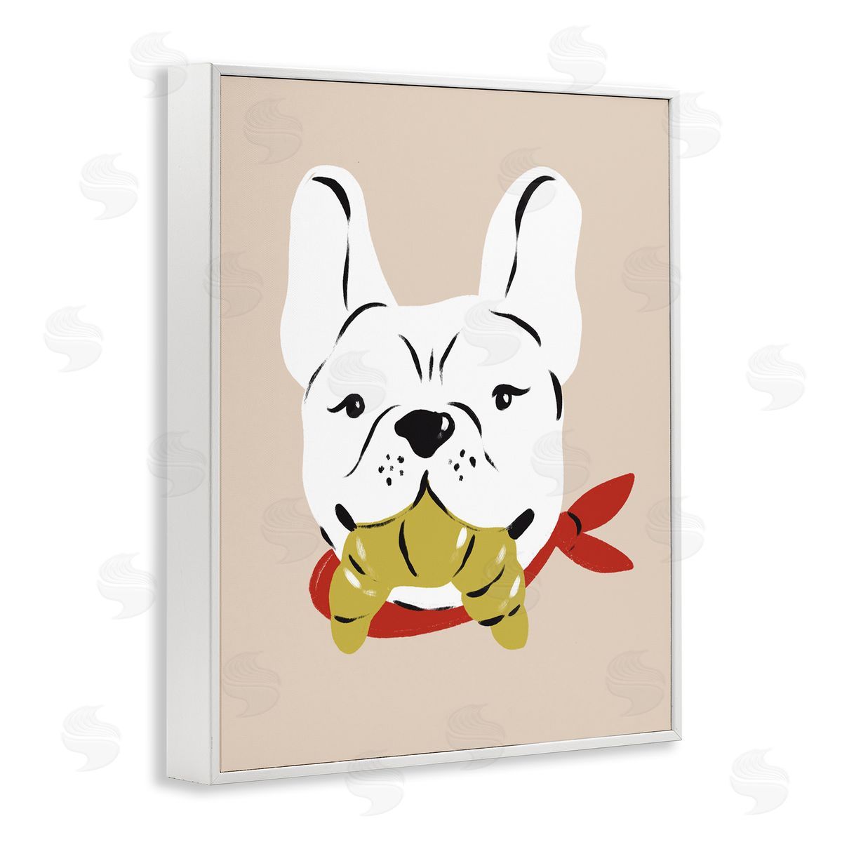Krissy Mast Frenchie Dog with Croissant Canvas Wall Art Print