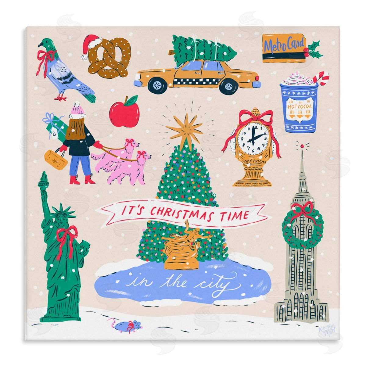 Krissy Mast Christmas In New York City Canvas Wall Art Print