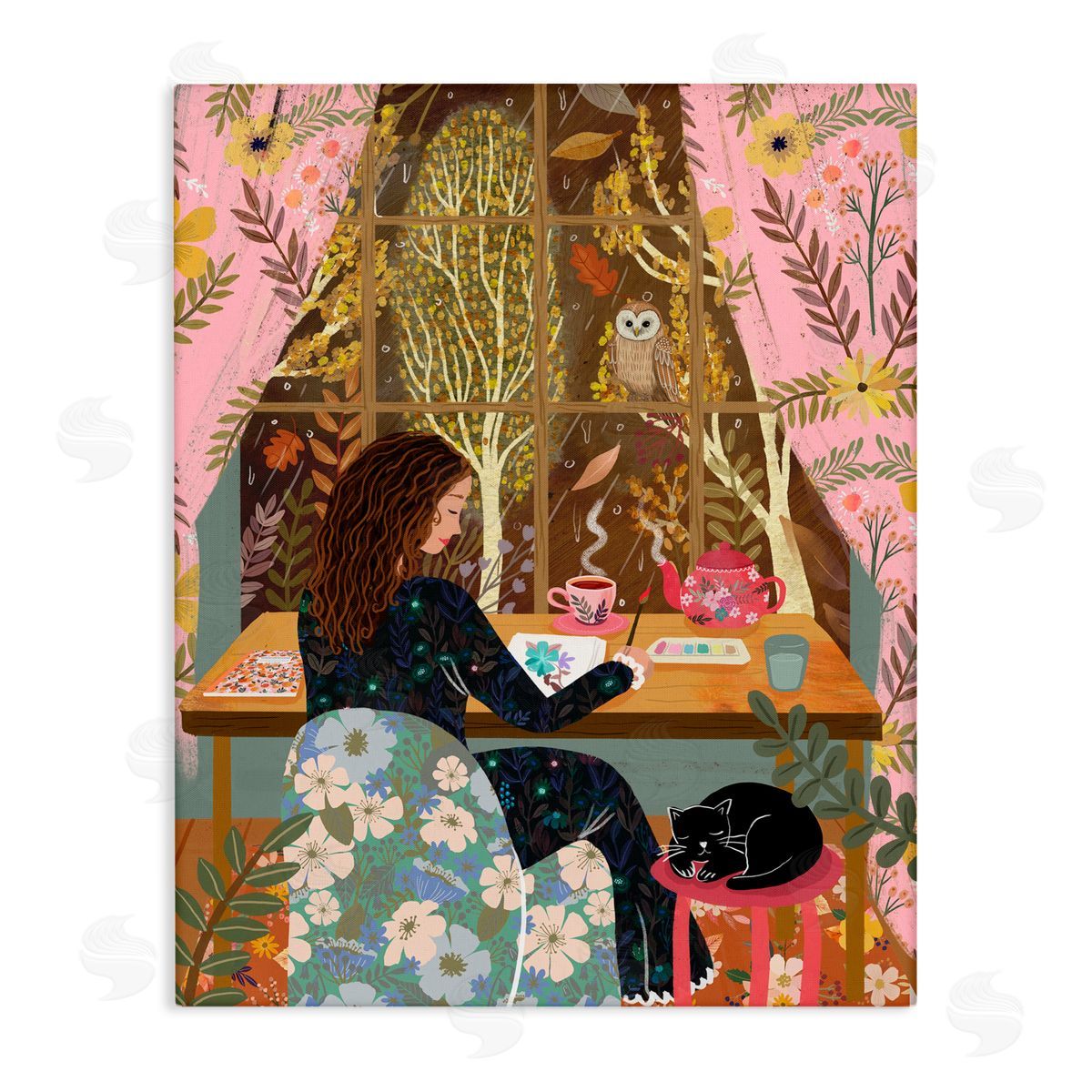 Mia Charro Autumn Window Relaxing View Canvas Wall Art Print