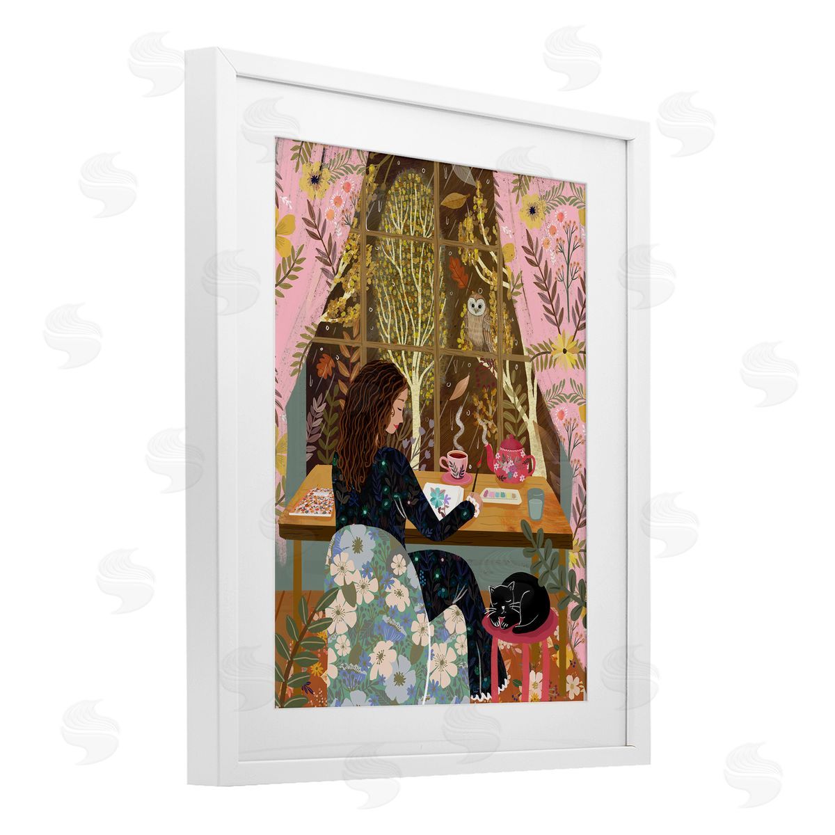 Mia Charro Autumn Window Relaxing View Canvas Wall Art Print