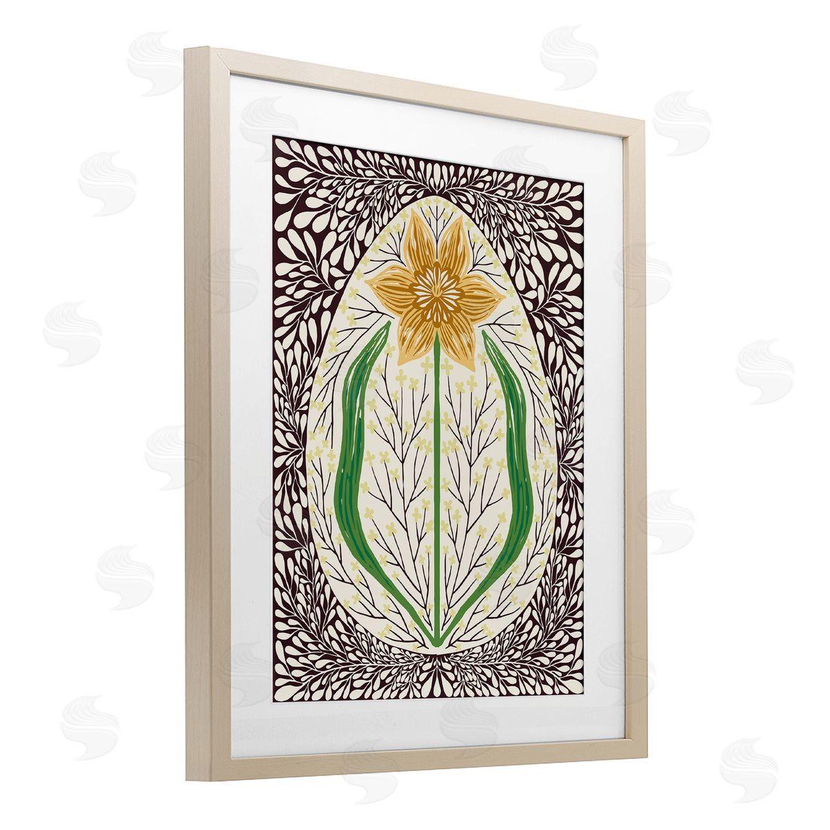 Hannah Beisang Symmetrical Spring Daffodil Canvas Wall Art Print