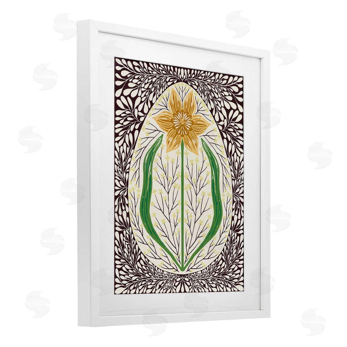 Hannah Beisang Symmetrical Spring Daffodil Canvas Wall Art Print