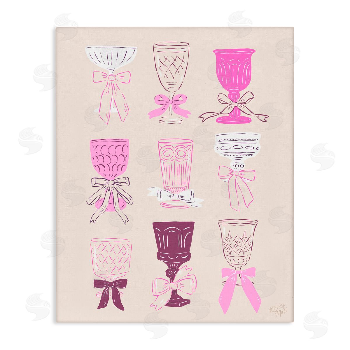 Krissy Mast Pink Purple Cocktail Chalices Canvas Wall Art Print