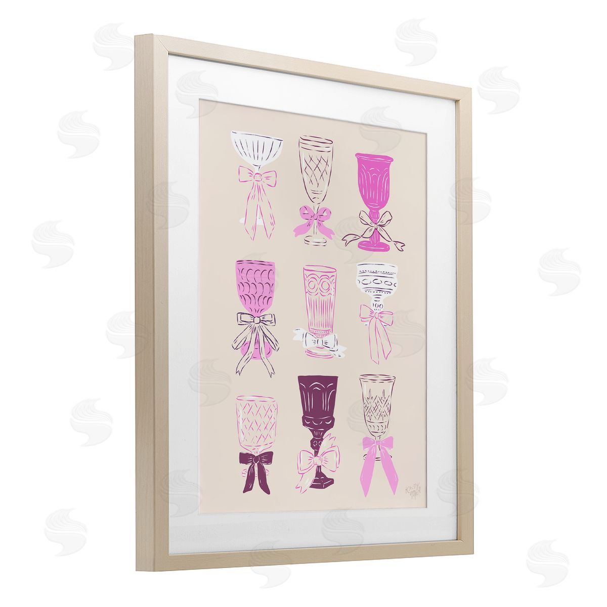Krissy Mast Pink Purple Cocktail Chalices Canvas Wall Art Print