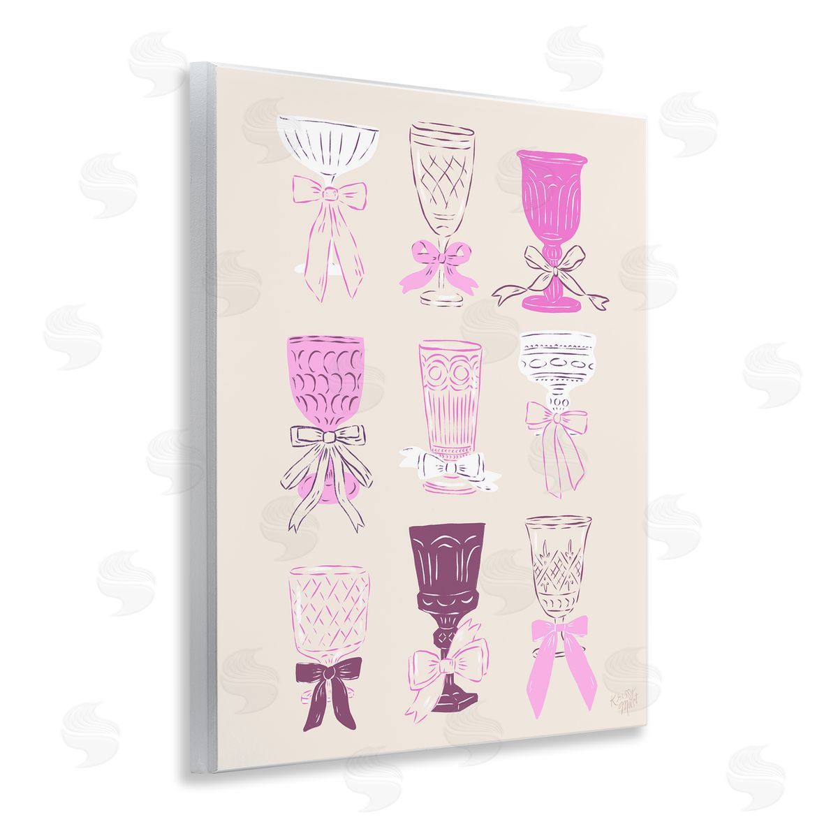 Krissy Mast Pink Purple Cocktail Chalices Canvas Wall Art Print