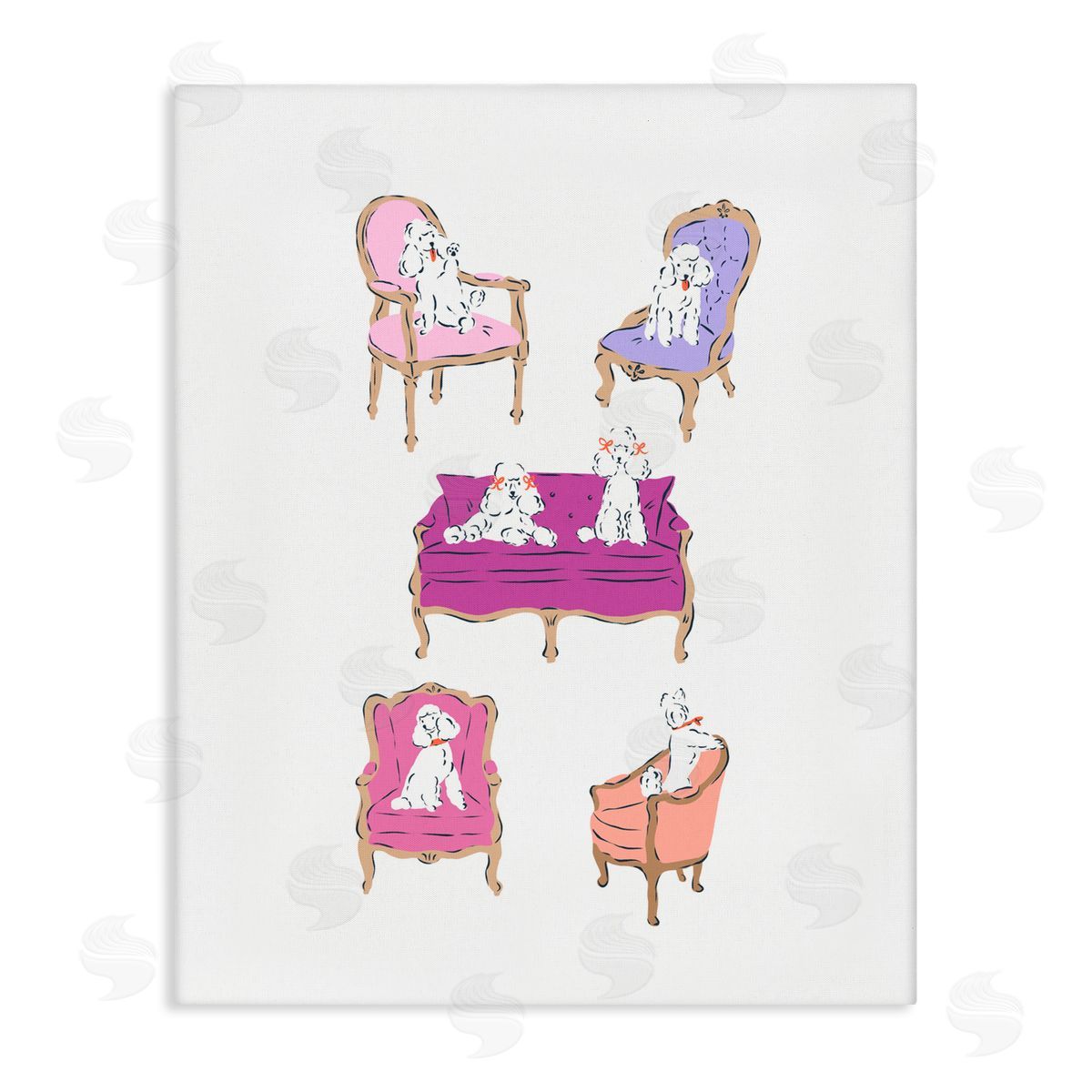 Krissy Mast French Chairs and Poodles Canvas Wall Art Print