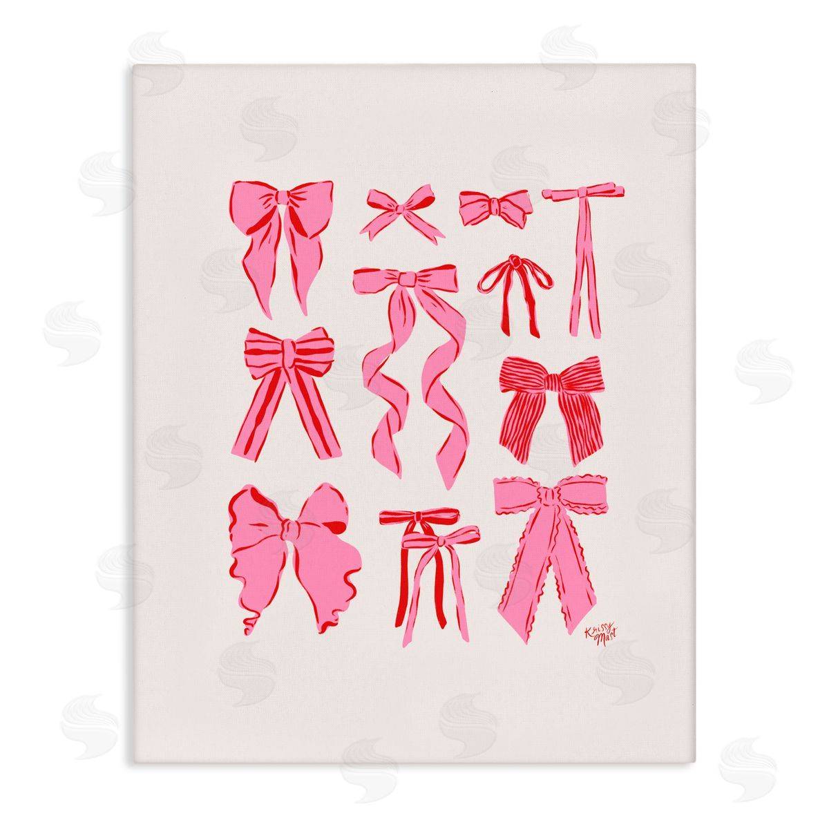 Krissy Mast Simple Red And Pink Bows Canvas Wall Art Print