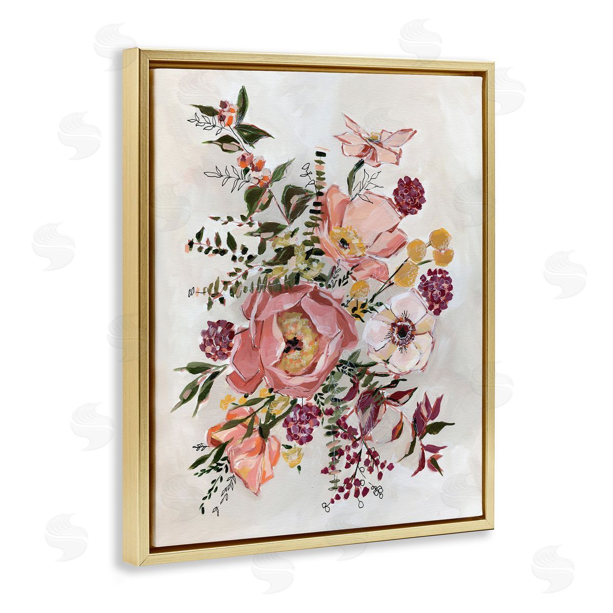 Annie Quigley Rosy Garden Blossoms Arrangement Canvas Wall Art Print