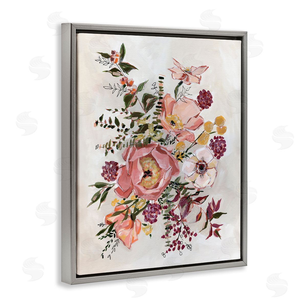 Annie Quigley Rosy Garden Blossoms Arrangement Canvas Wall Art Print