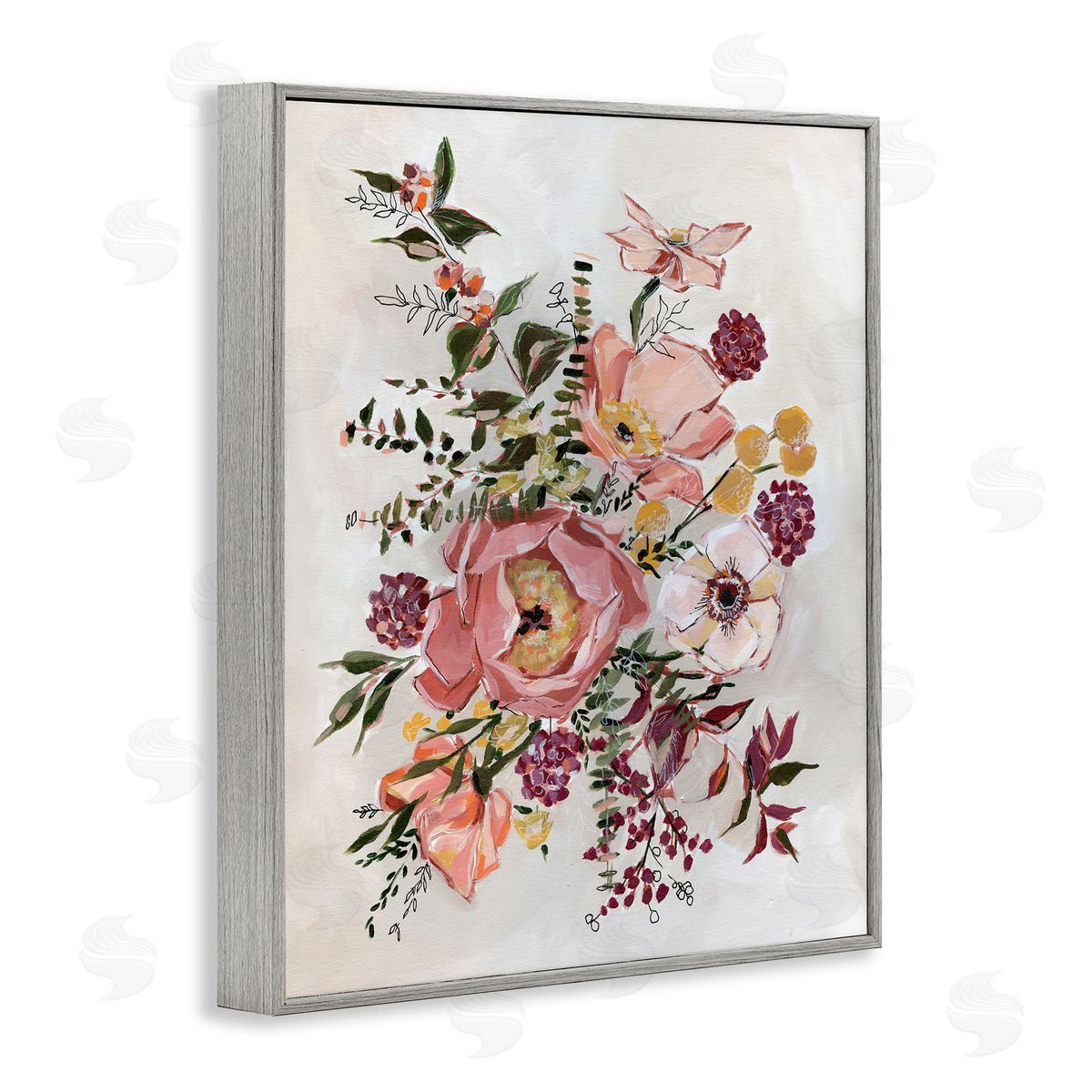 Annie Quigley Rosy Garden Blossoms Arrangement Canvas Wall Art Print