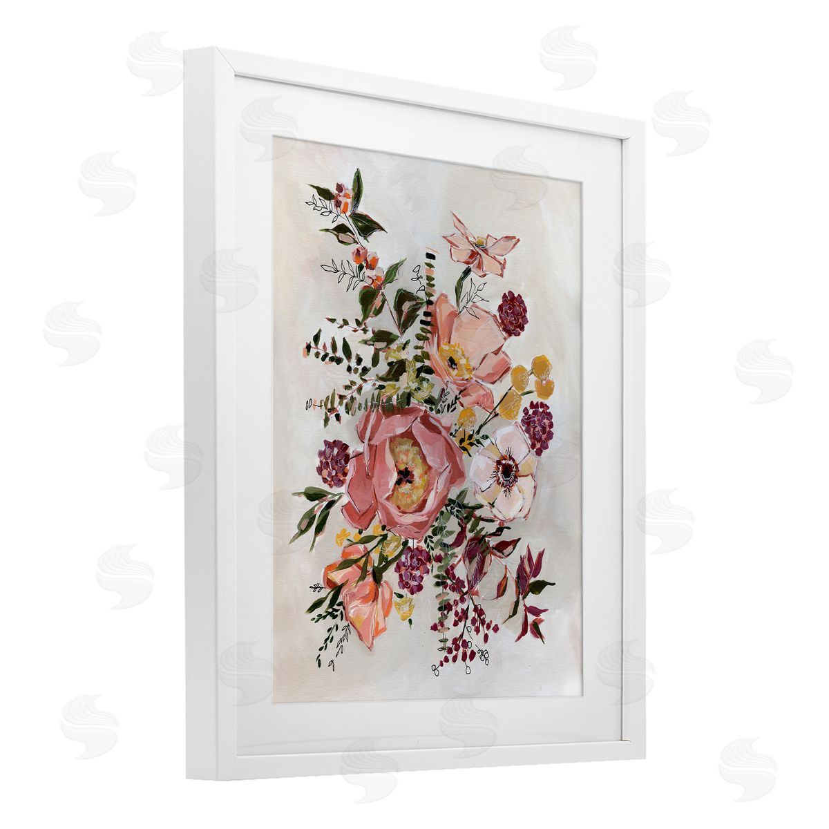 Annie Quigley Rosy Garden Blossoms Arrangement Canvas Wall Art Print