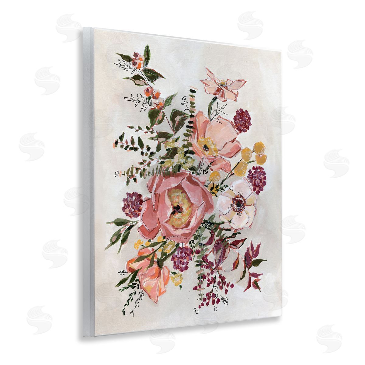 Annie Quigley Rosy Garden Blossoms Arrangement Canvas Wall Art Print