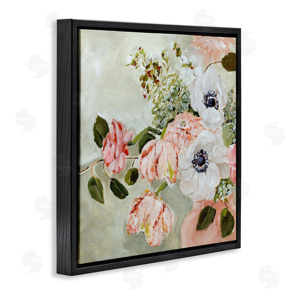 Annie Quigley Subtle Spring Pink & White Flowers Canvas Wall Art Print