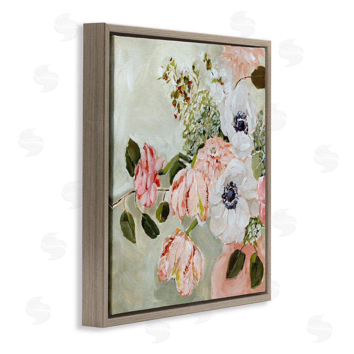 Annie Quigley Subtle Spring Pink & White Flowers Canvas Wall Art Print