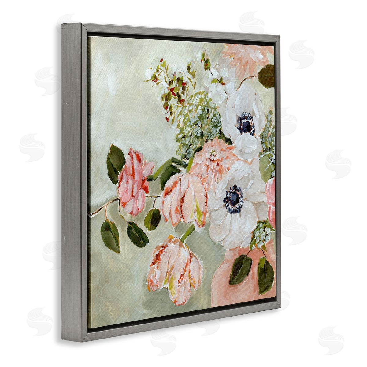 Annie Quigley Subtle Spring Pink & White Flowers Canvas Wall Art Print
