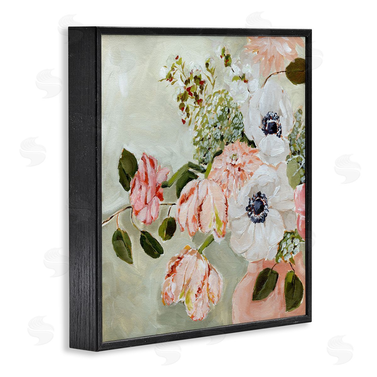 Annie Quigley Subtle Spring Pink & White Flowers Canvas Wall Art Print