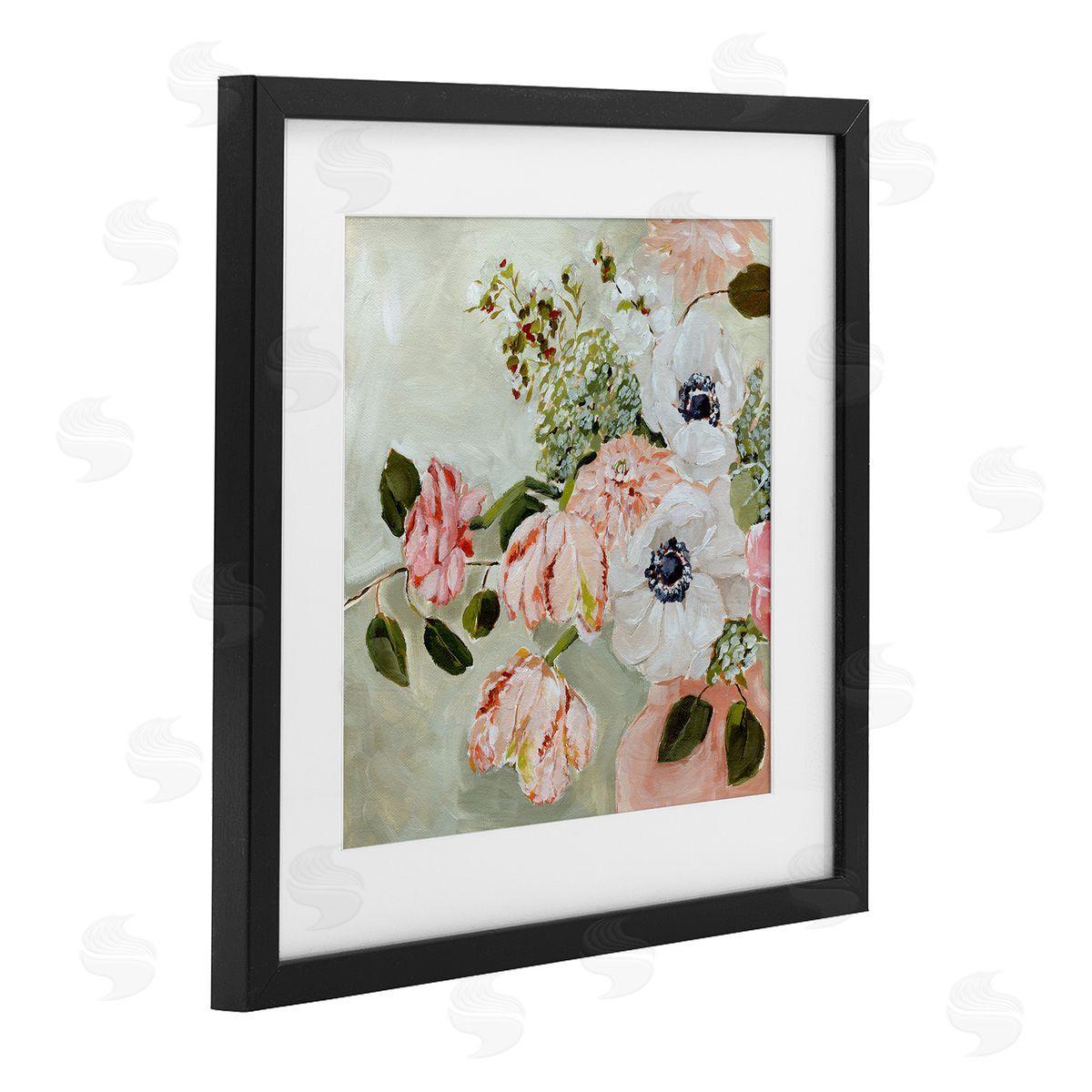 Annie Quigley Subtle Spring Pink & White Flowers Canvas Wall Art Print