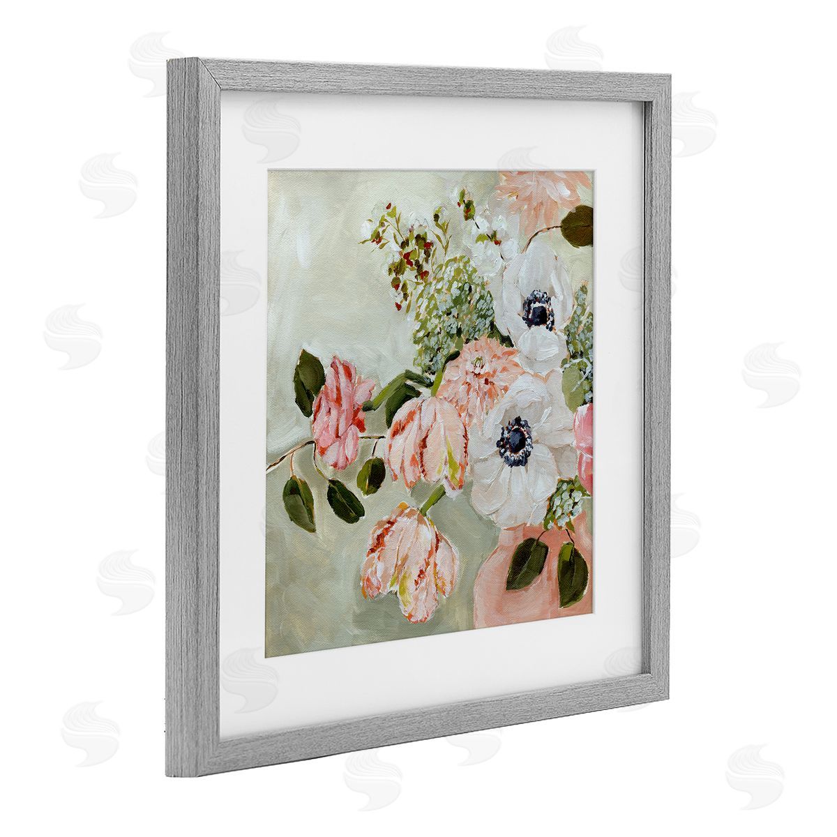 Annie Quigley Subtle Spring Pink & White Flowers Canvas Wall Art Print