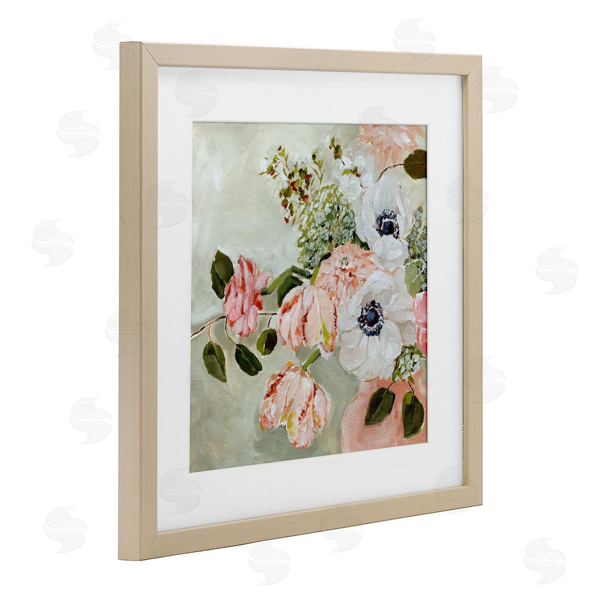 Annie Quigley Subtle Spring Pink & White Flowers Canvas Wall Art Print