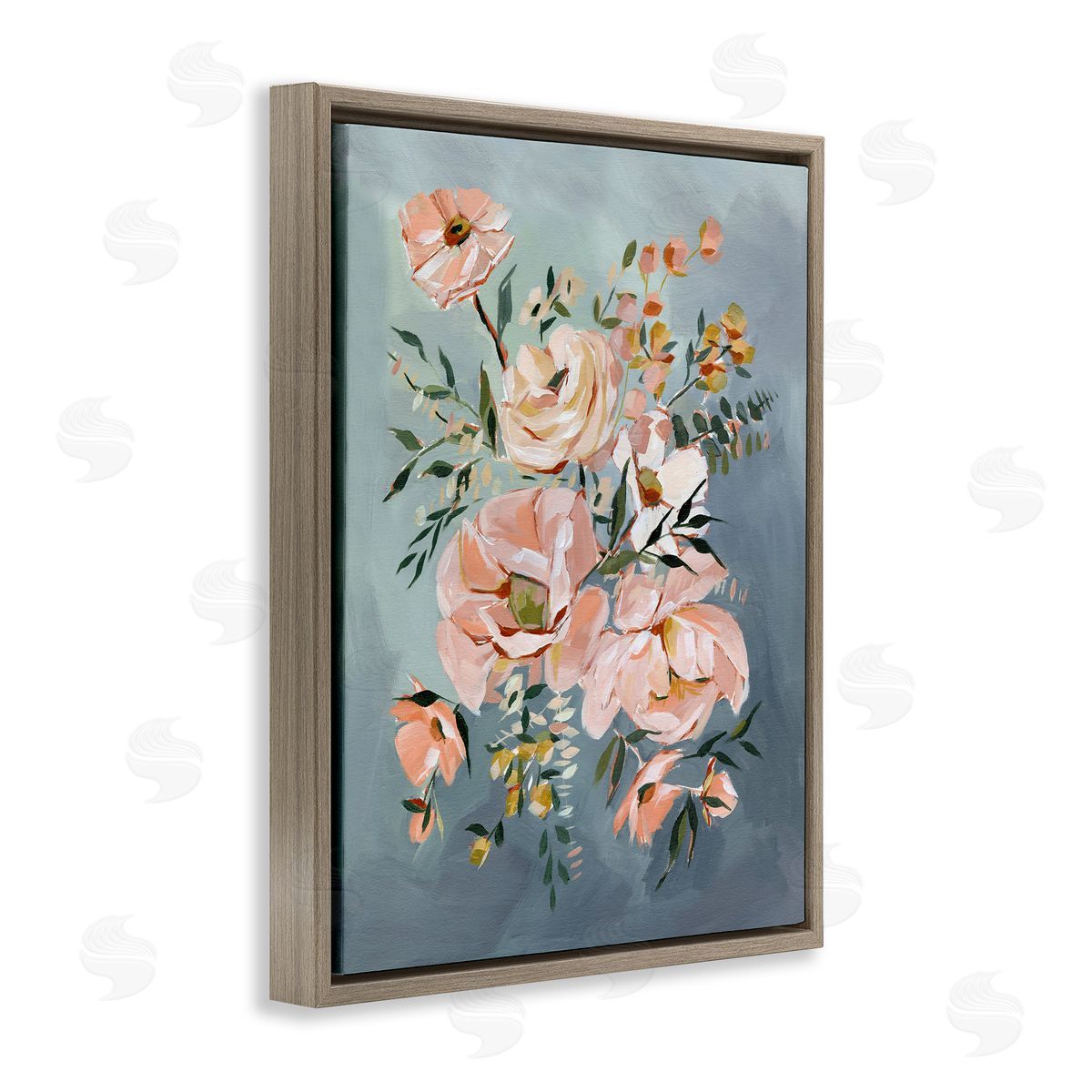 Annie Quigley Brushed Roses on Blue Canvas Wall Art Print