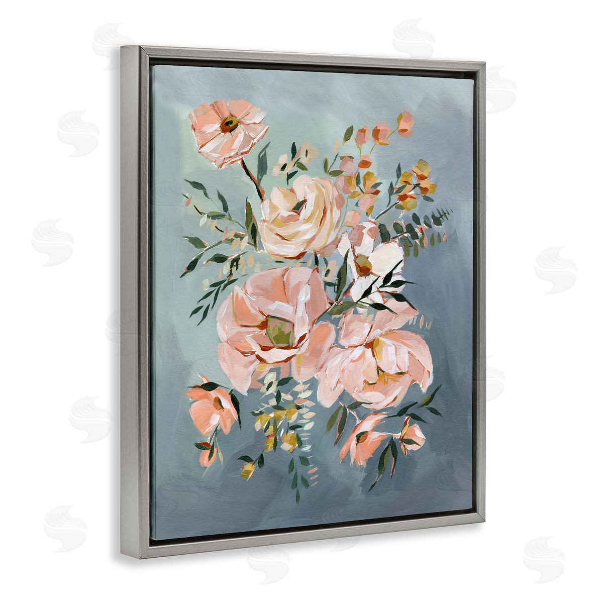 Annie Quigley Brushed Roses on Blue Canvas Wall Art Print