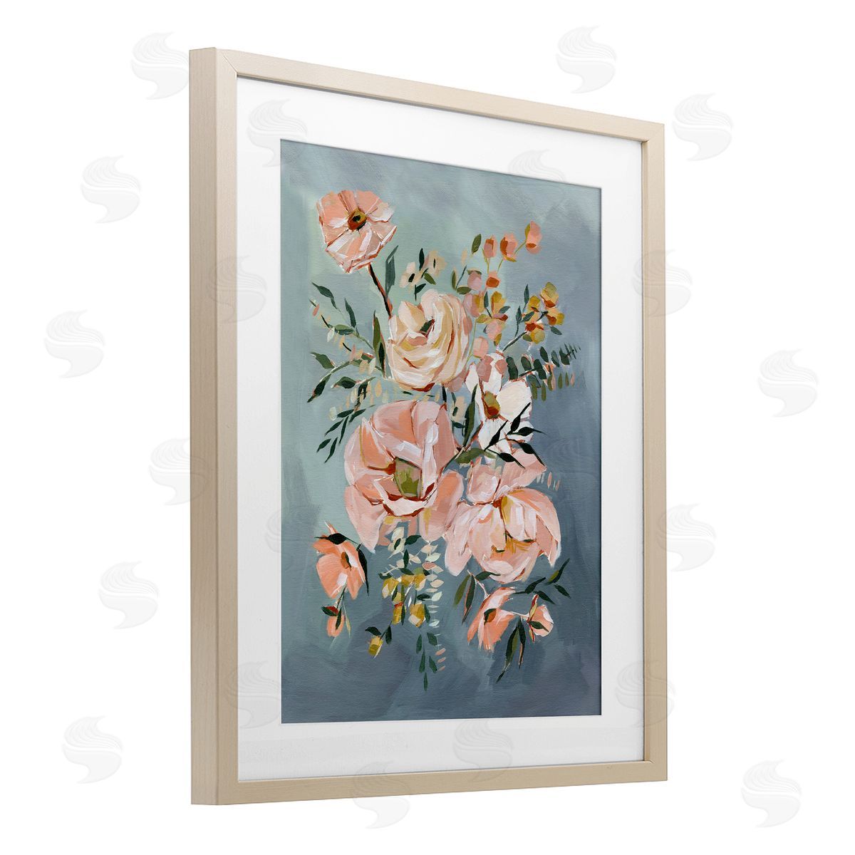 Annie Quigley Brushed Roses on Blue Canvas Wall Art Print