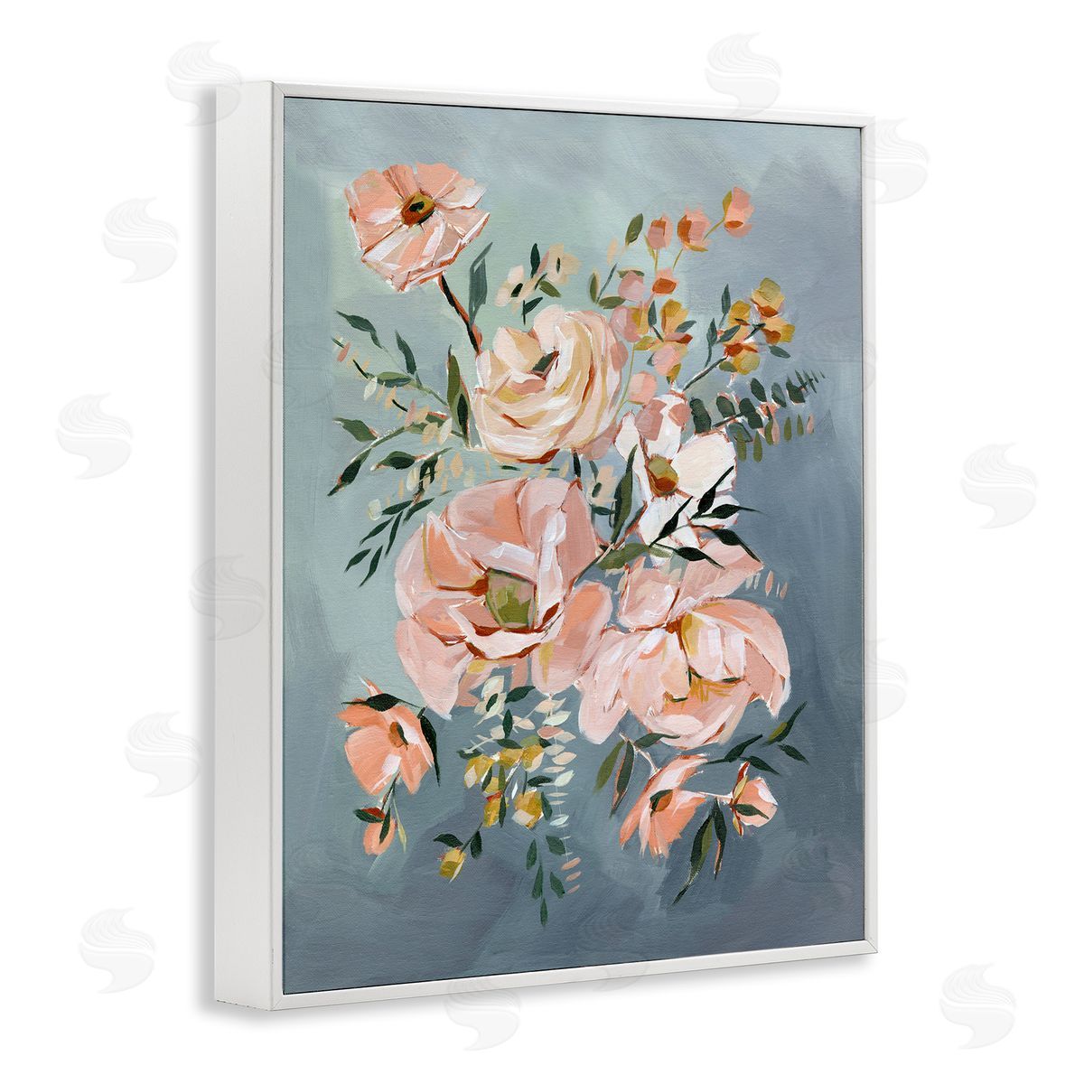 Annie Quigley Brushed Roses on Blue Canvas Wall Art Print