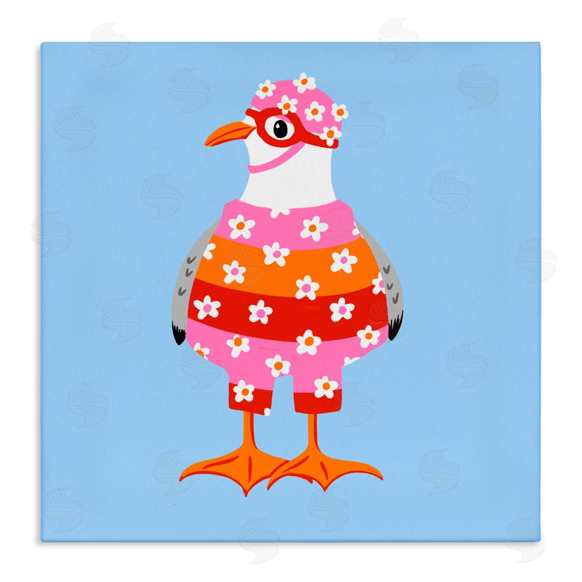 Bex Morley Design Sassy Seagull Wetsuit Canvas Wall Art Print