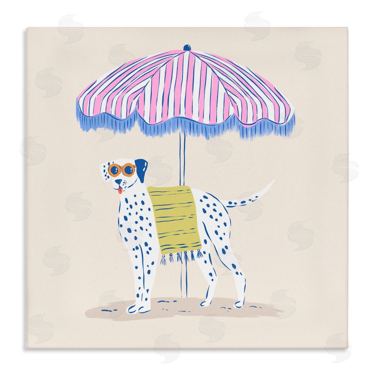 Krissy Mast Pastel Beach Umbrella Dalmatian Canvas Wall Art Print