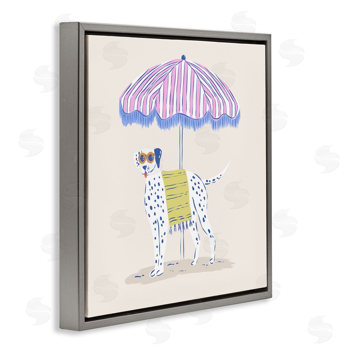 Krissy Mast Pastel Beach Umbrella Dalmatian Canvas Wall Art Print