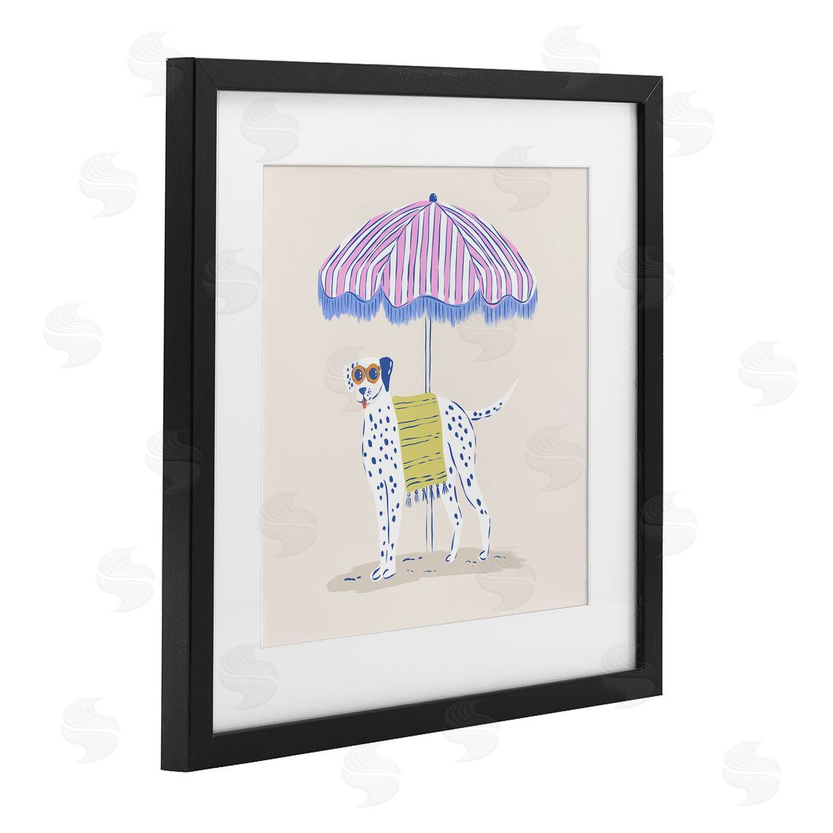 Krissy Mast Pastel Beach Umbrella Dalmatian Canvas Wall Art Print