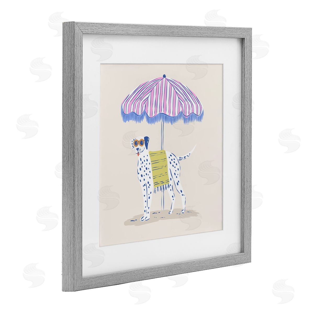 Krissy Mast Pastel Beach Umbrella Dalmatian Canvas Wall Art Print