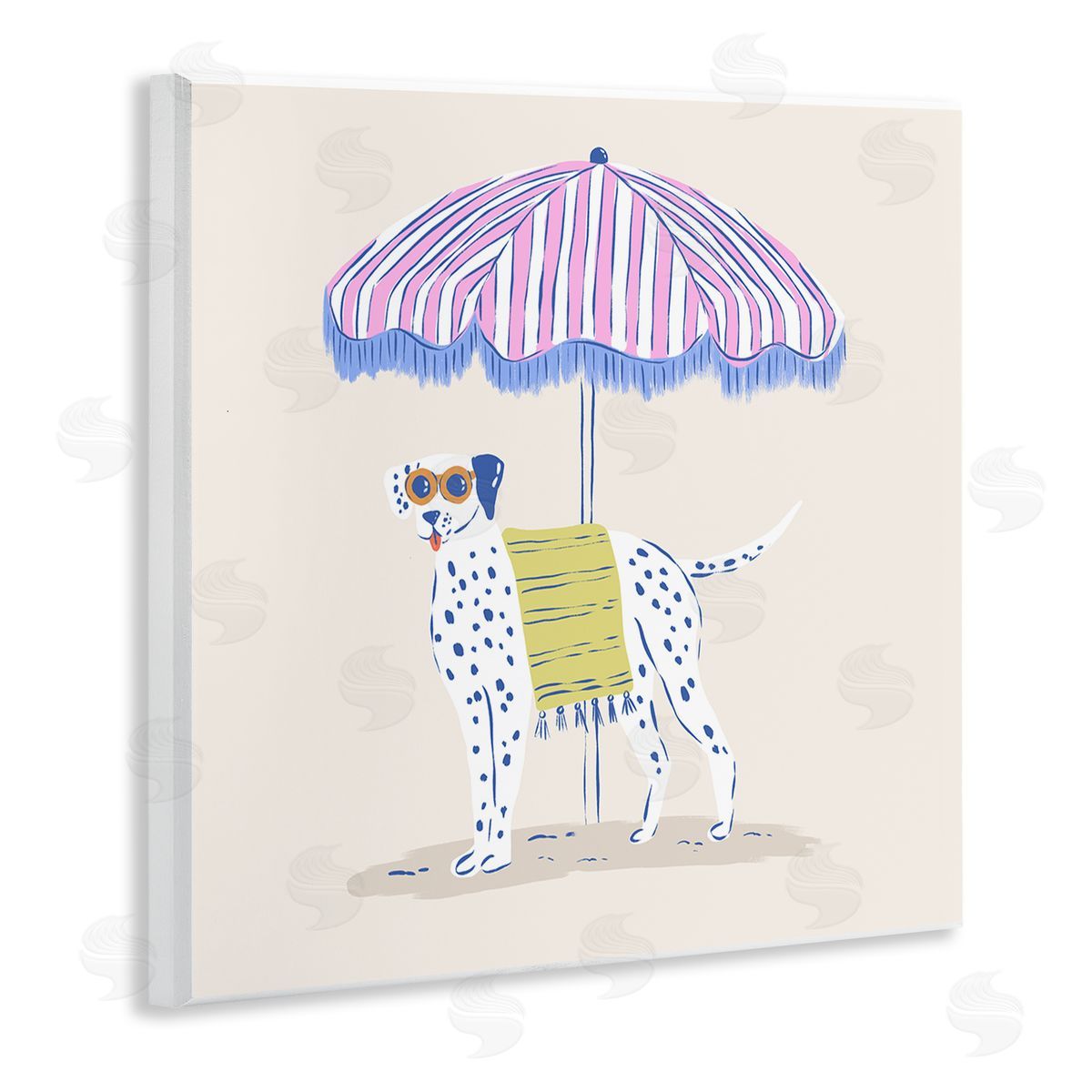 Krissy Mast Pastel Beach Umbrella Dalmatian Canvas Wall Art Print