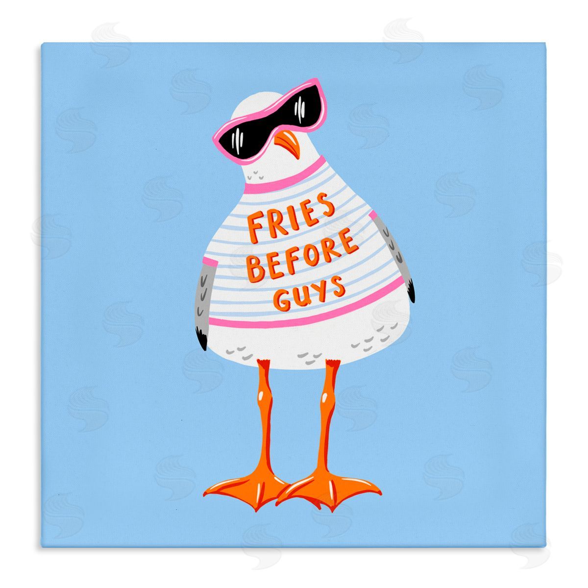 Bex Morley Design Fries Before Guys Seagull Canvas Wall Art Print
