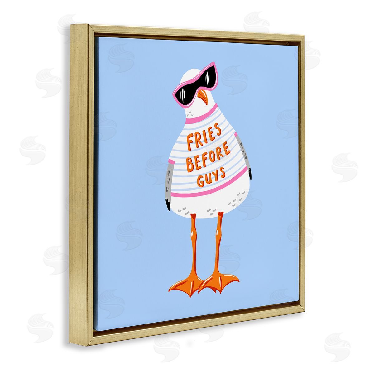 Bex Morley Design Fries Before Guys Seagull Canvas Wall Art Print