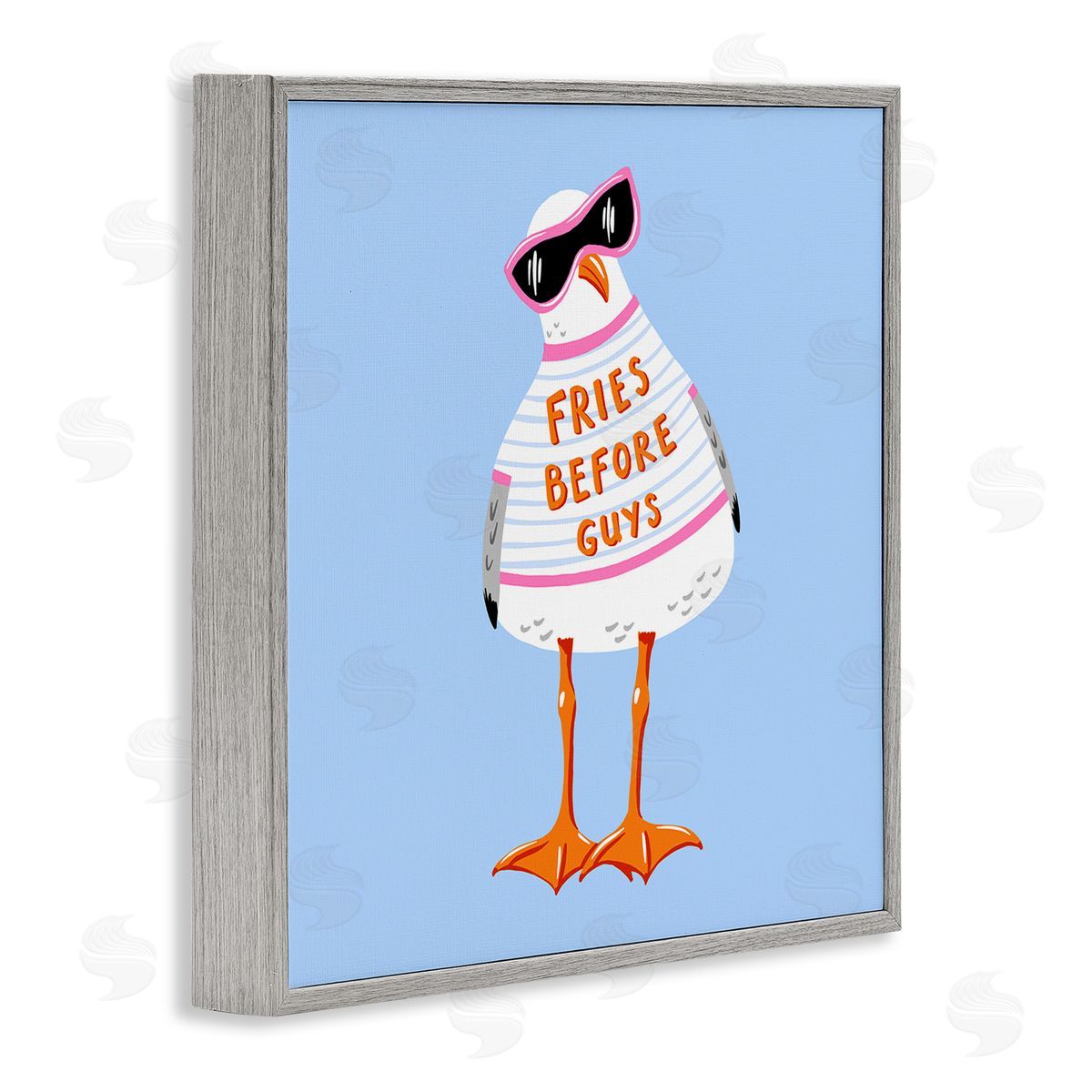 Bex Morley Design Fries Before Guys Seagull Canvas Wall Art Print