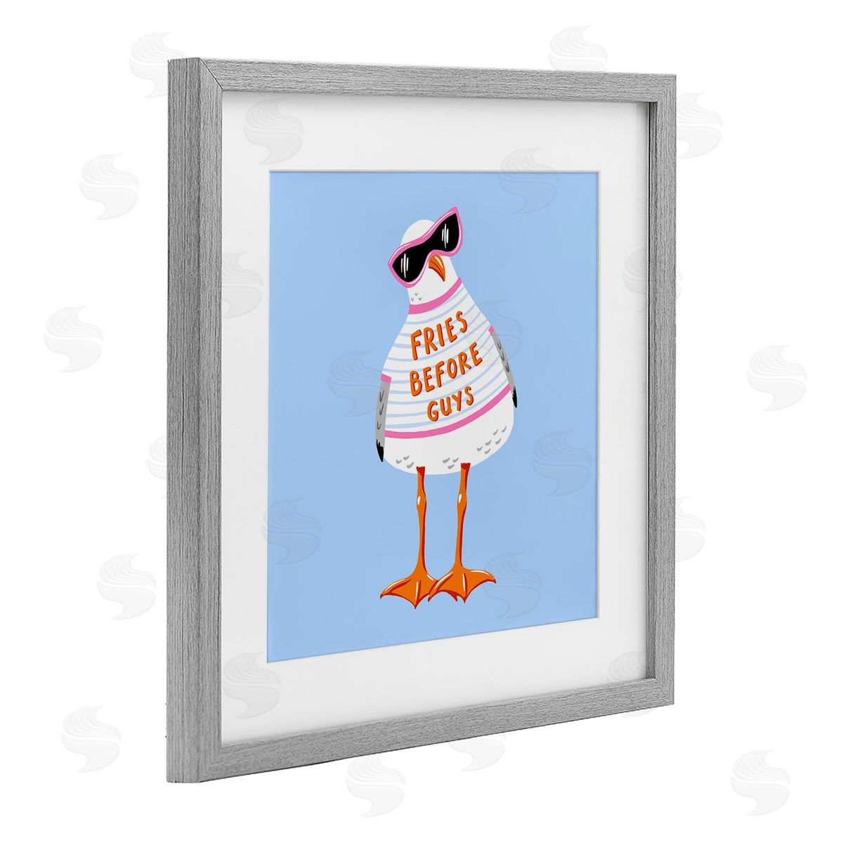 Bex Morley Design Fries Before Guys Seagull Canvas Wall Art Print