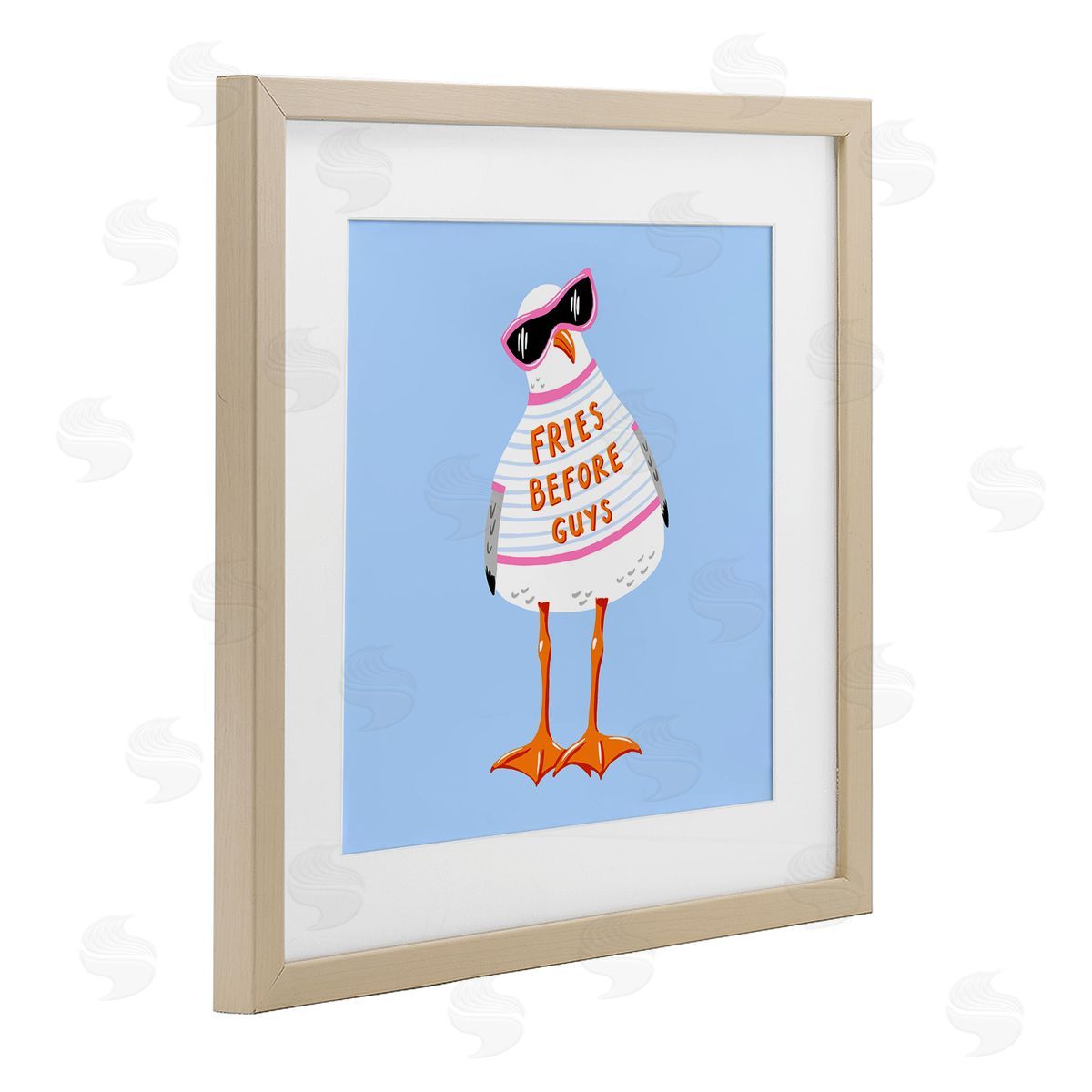 Bex Morley Design Fries Before Guys Seagull Canvas Wall Art Print