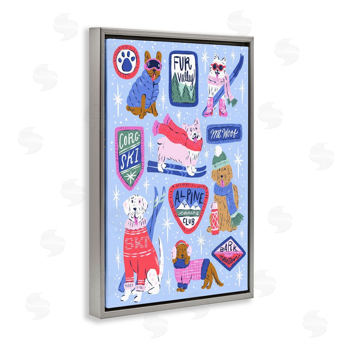 Krissy Mast Winter Ski Dogs Collage Canvas Wall Art Print