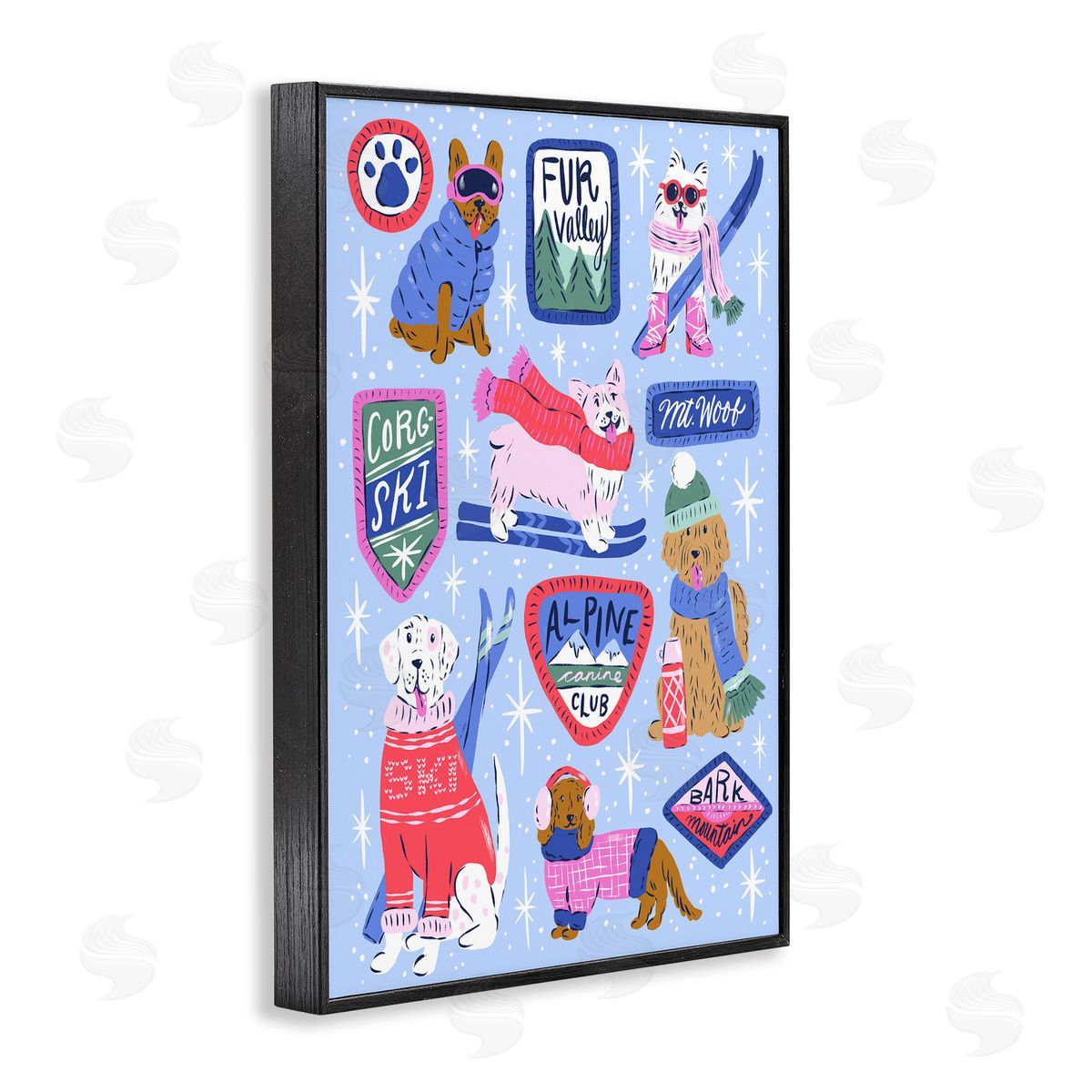 Krissy Mast Winter Ski Dogs Collage Canvas Wall Art Print