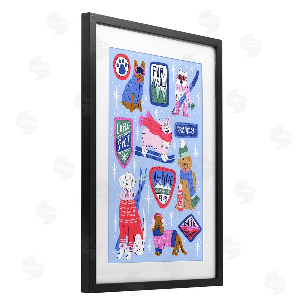 Krissy Mast Winter Ski Dogs Collage Canvas Wall Art Print
