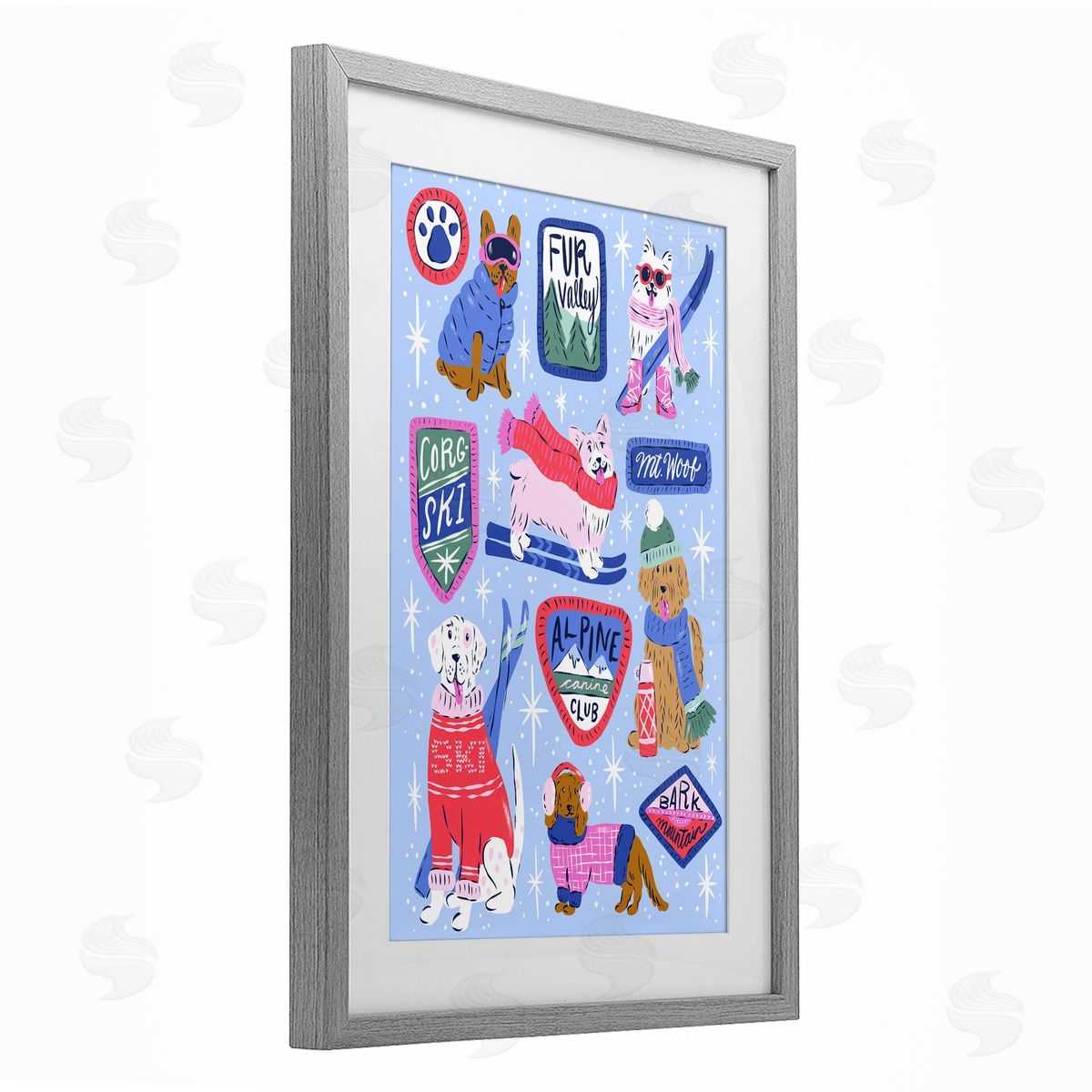Krissy Mast Winter Ski Dogs Collage Canvas Wall Art Print