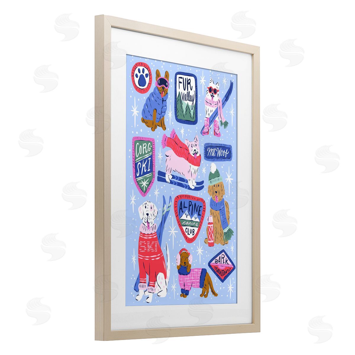 Krissy Mast Winter Ski Dogs Collage Canvas Wall Art Print