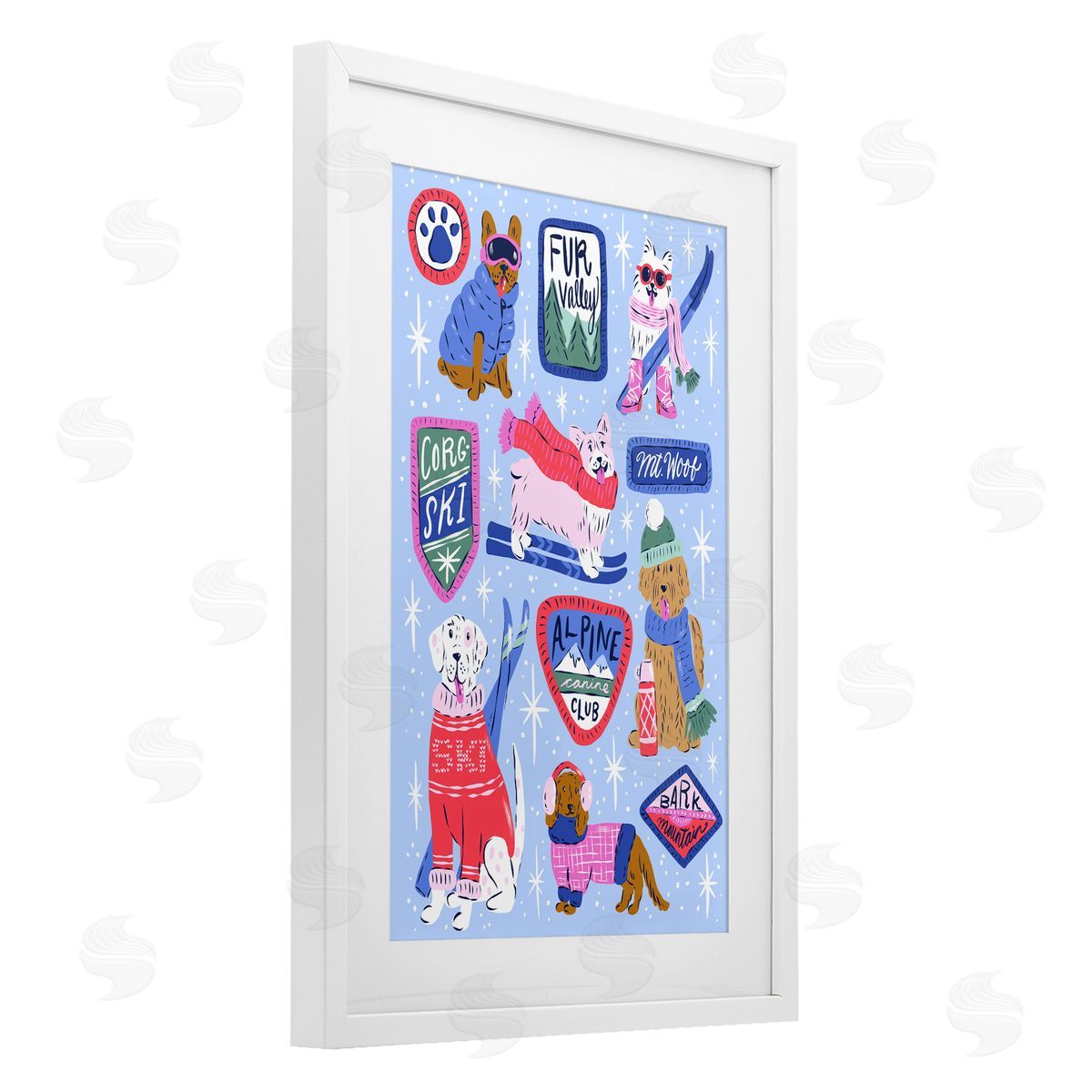 Krissy Mast Winter Ski Dogs Collage Canvas Wall Art Print