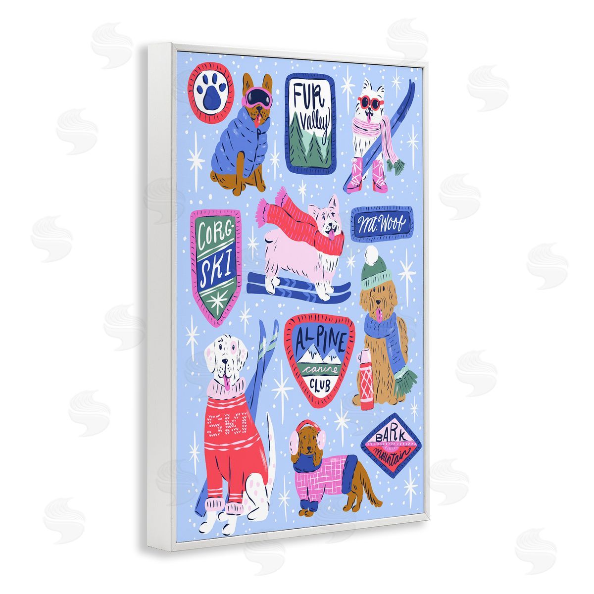 Krissy Mast Winter Ski Dogs Collage Canvas Wall Art Print