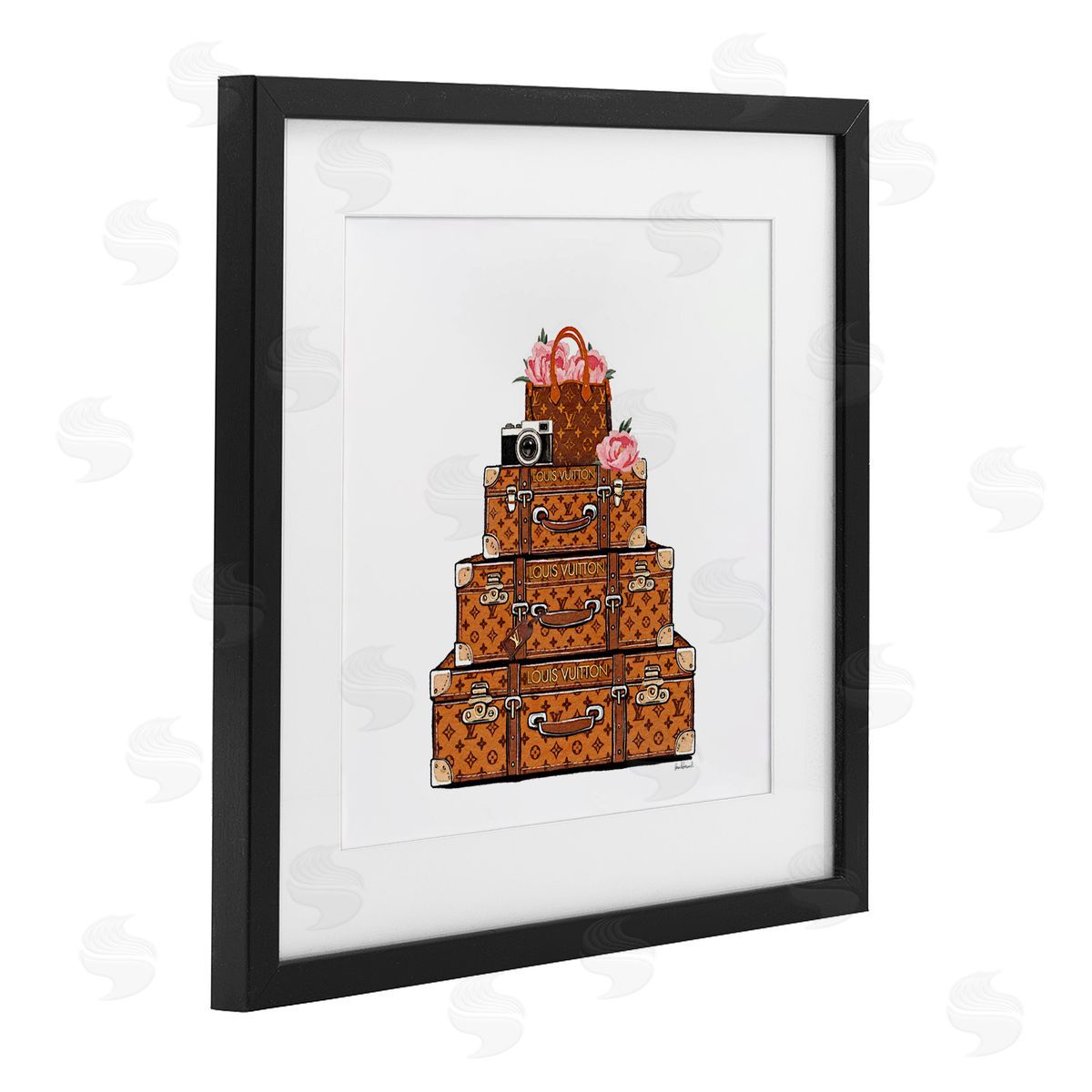 Amanda Greenwood Suitcases with Flowers & Camera Canvas Wall Art Print