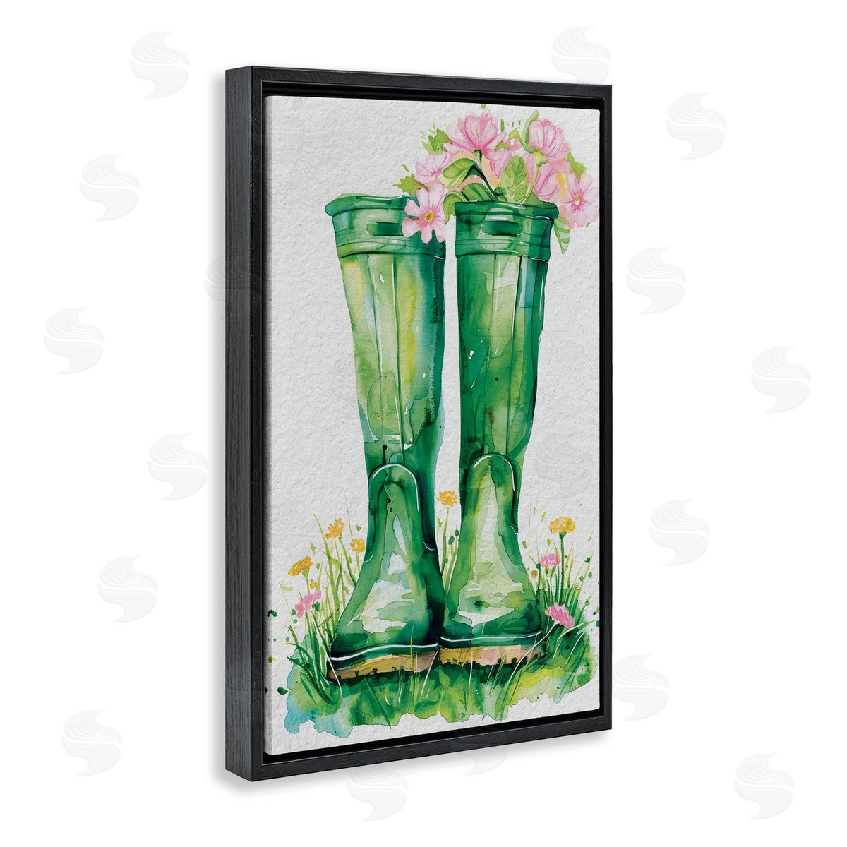 Daisy A. Spring Blooms Green Rainboots Canvas Wall Art Print