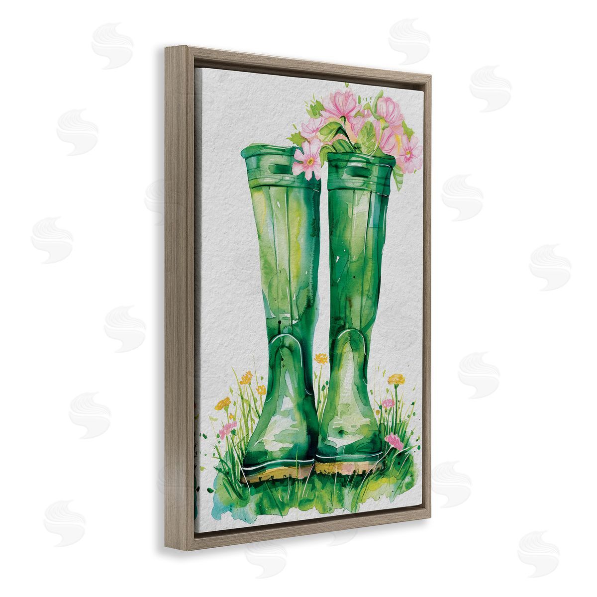 Daisy A. Spring Blooms Green Rainboots Canvas Wall Art Print
