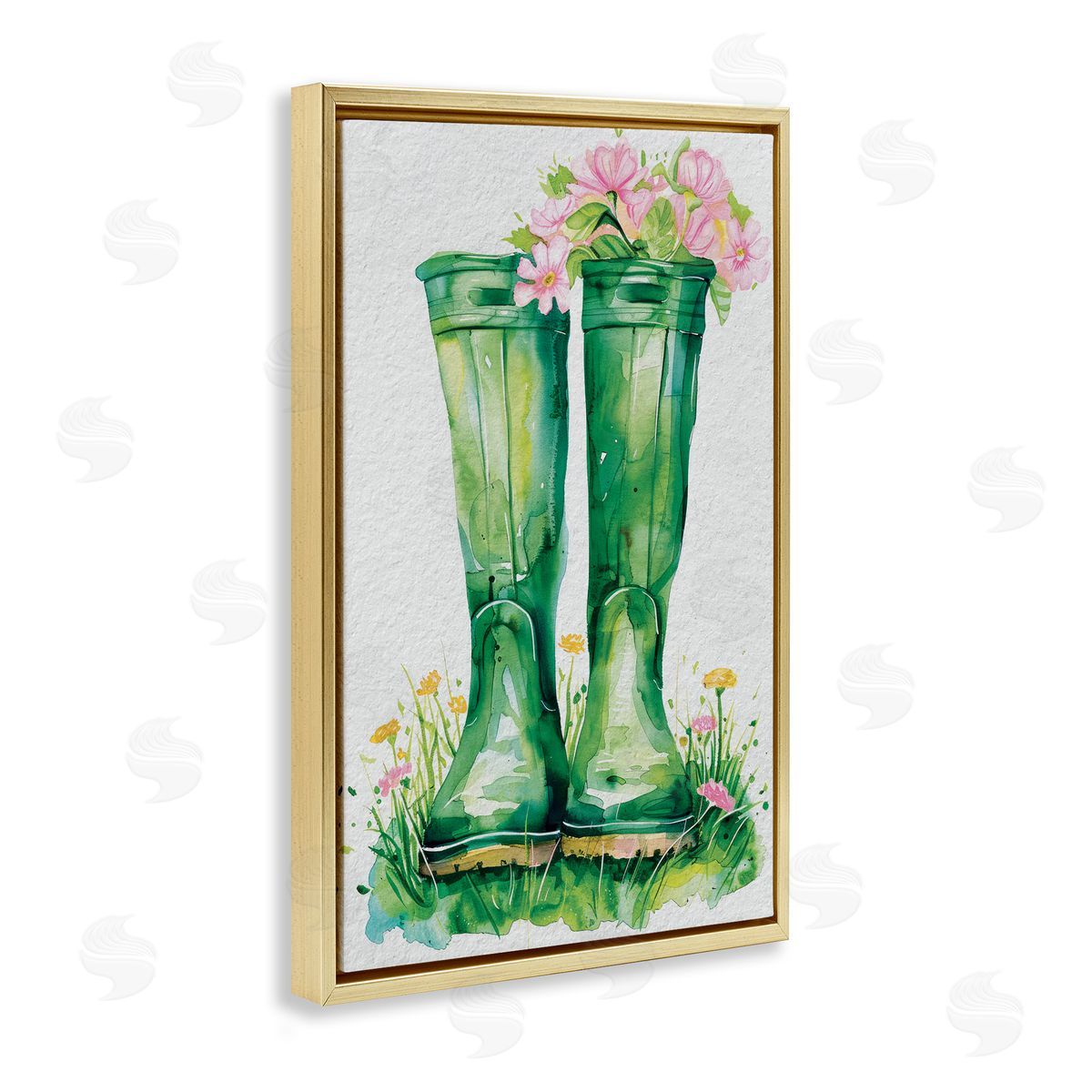Daisy A. Spring Blooms Green Rainboots Canvas Wall Art Print